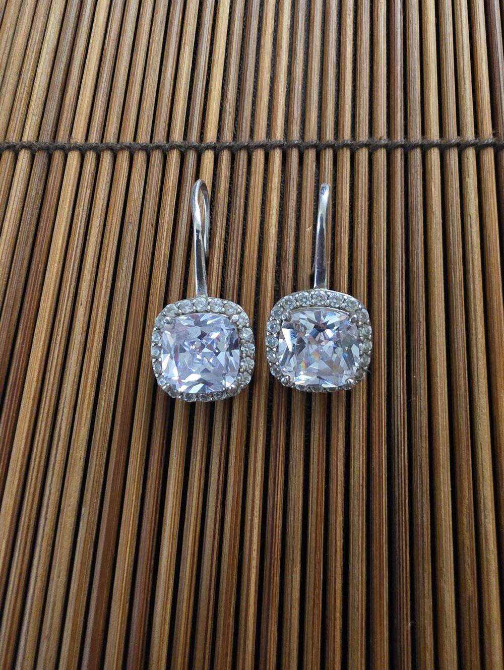 Sterling Silver CZ Dangle Earrings (Vintage)